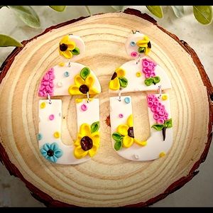 Beautiful handmade polymer clay earrings perfect for spring time